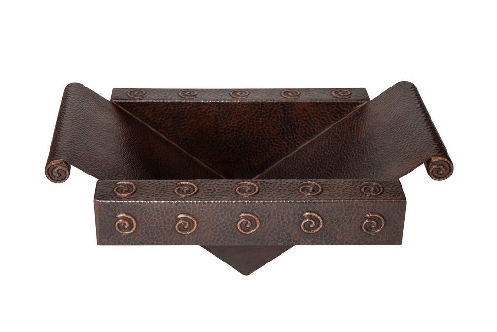 17" Rectangular Apron Inclined Bottom Hammered Copper Bathroom Sink