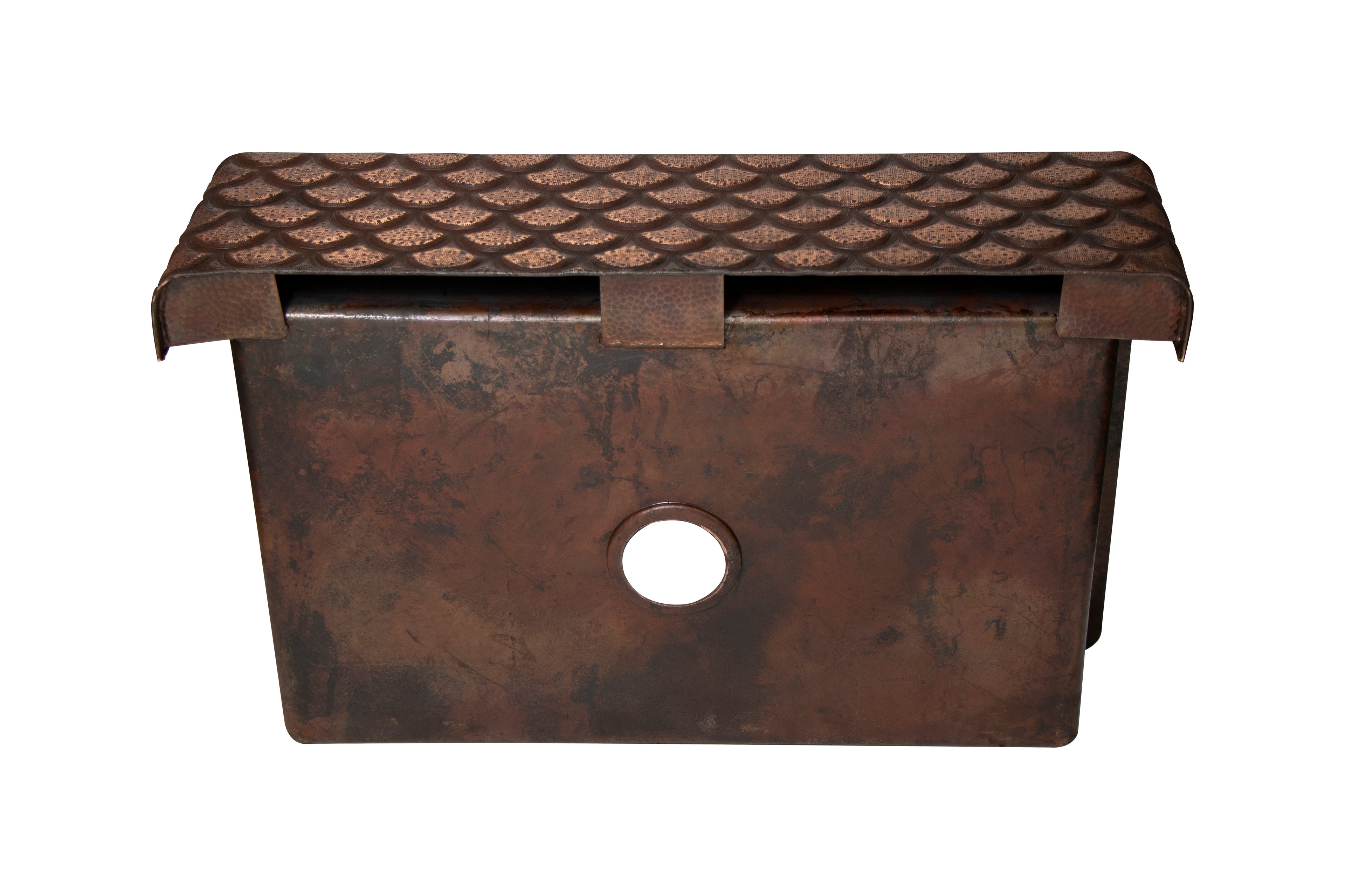 33" Farmhouse Single Well Squama Design Straight Apron Hammered Copper Kitchen Sink
