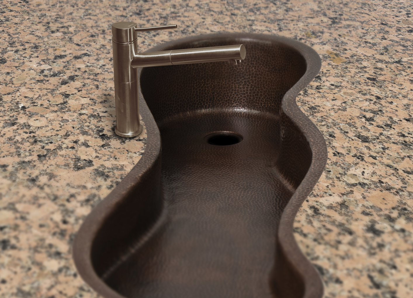 40" ZigZag Inclined Bottom Hammered Copper Bar Sink